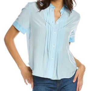 rag & bone Sky Blue Pleated Blouse